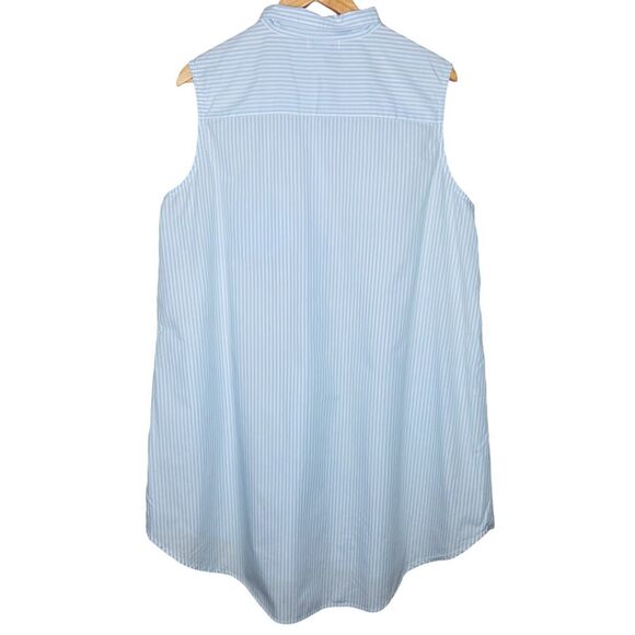 Miss Elaine Short Nightgown Size XL Sleeveless Button Stripe Cotton Light Blue - Picture 11 of 13